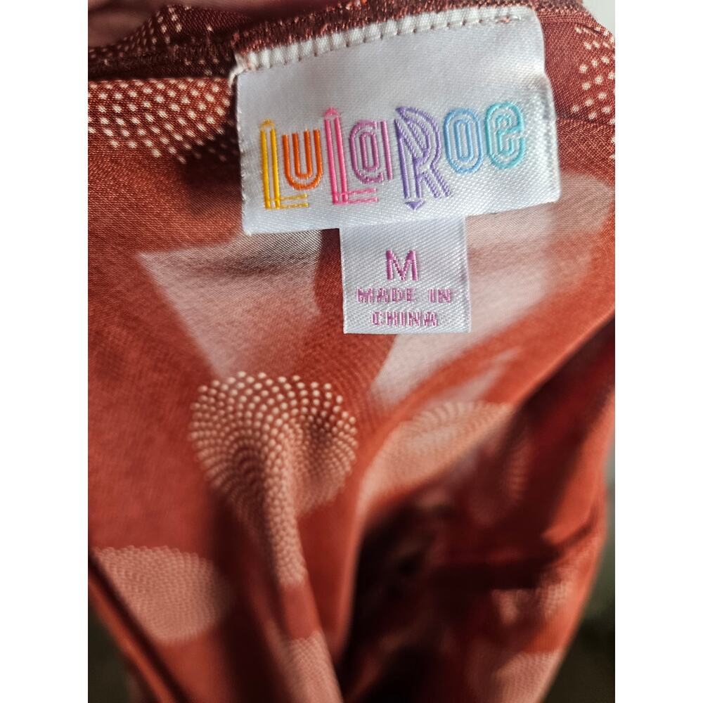 LuLaRoe Women's Lightweight‎ Cardigan Size Medium Brick Red and White - Picture 6 of 6